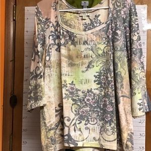 SUZEE T women’s top, 3/4 LENGTH sleeve, plus size  sz 22/24